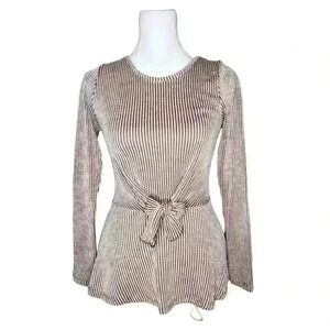 Caution to the wind women's striped peplum blouse size XS